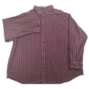Portuguese Flannel Men’s 3XL Button Up Shirt Burgundy/Navy Check Pocket